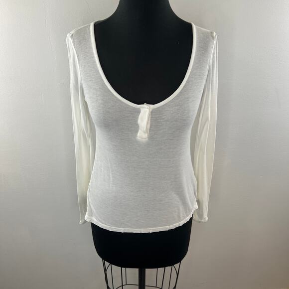 T Alexander Wang Henley White Rayon Knitted Scoop Neck Top Size Medium M - Picture 2 of 8